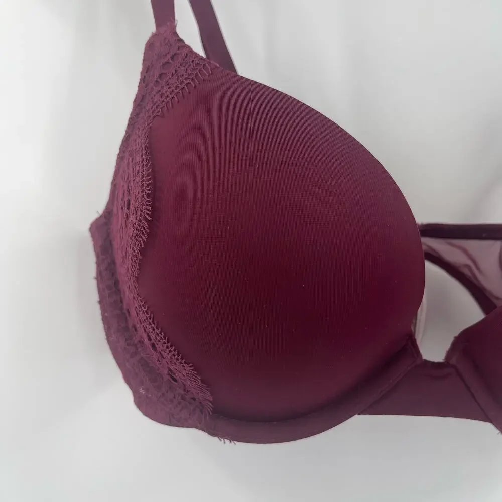 VICTORIA'S SECRET Bra Size 32D Dream Angels Push Up Plum Intimates Lingerie